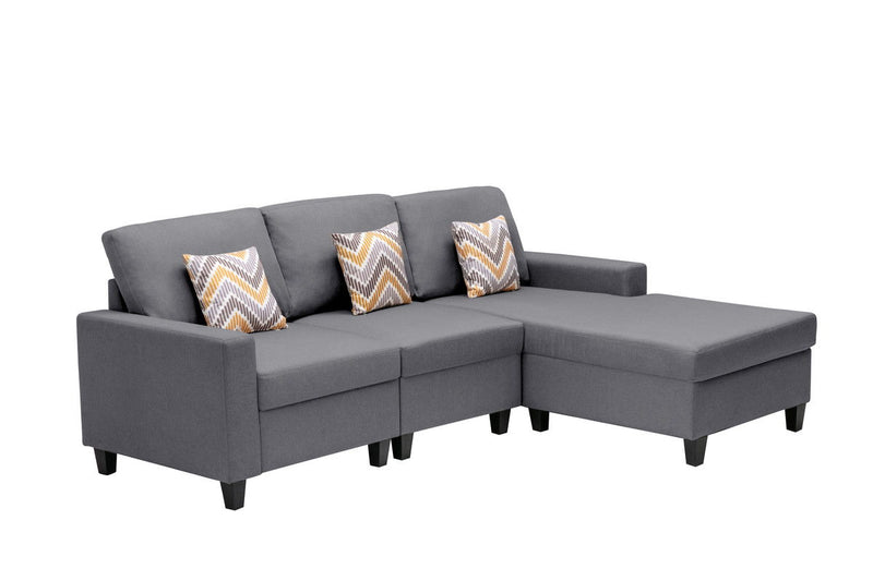 Nolan - Fabric 3 Piece Reversible Sectional Sofa