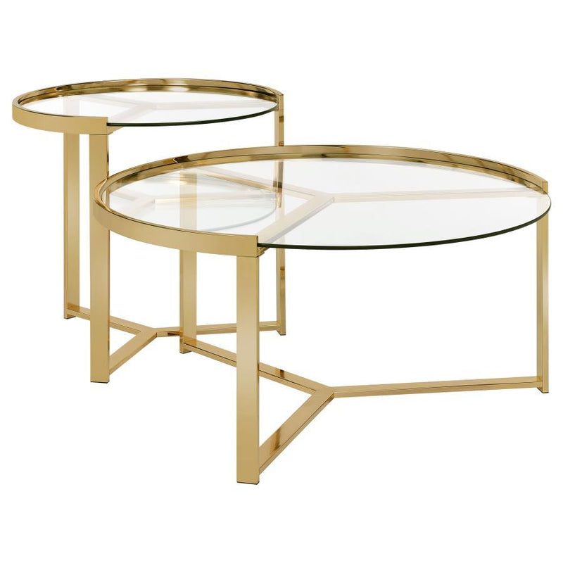 Delia - 2 Piece Round Glass Top Nesting Coffee Table