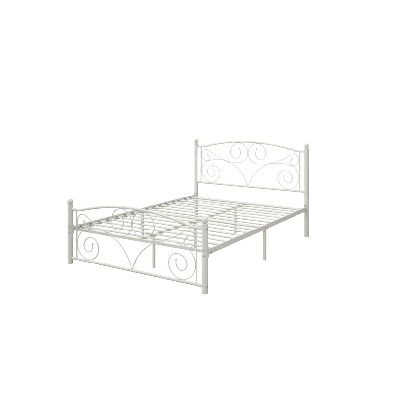 Queen  Size Unique Flower Sturdy System Metal Bed Frame with Headboard and Footboard