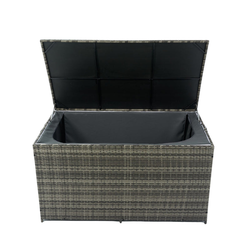 Outdoor Storage Box, Wicker Patio Deck Boxes With Lid, Outdoor Cushion Storage For Kids Toys, Pillows, Towel, Wicker