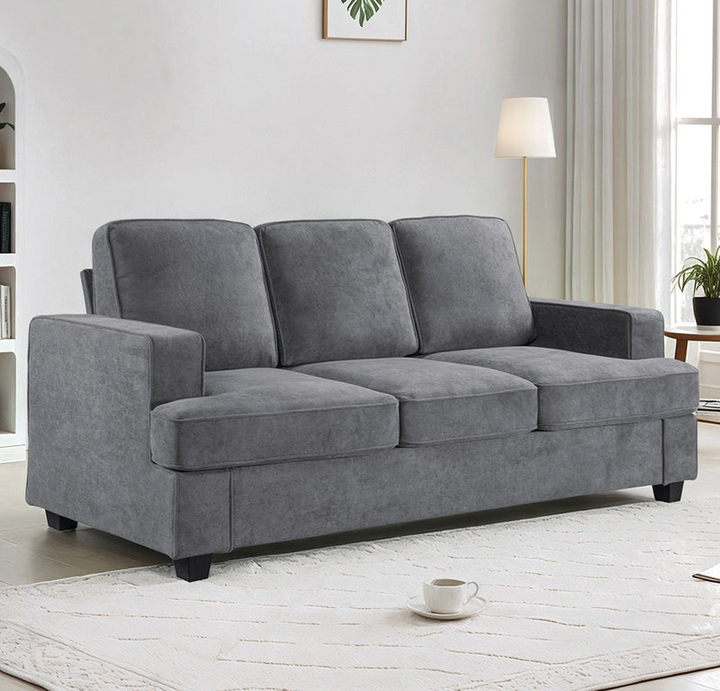 Modern Sofa, Comfortable 3 Seater Couch With Deep Seating, Loose Back Cushions, Wide Arms