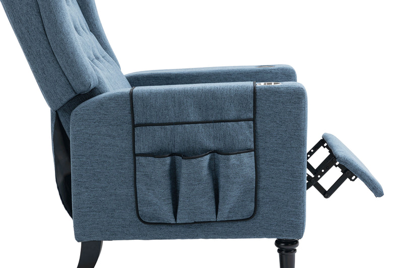 Arm Pushing Recliner Chair, Modern Button Tufted Wingback Push Back Recliner Chair, Living Room Chair Fabric Pushback Manual Single Reclining Sofa Home Theater Seating For Bedroom