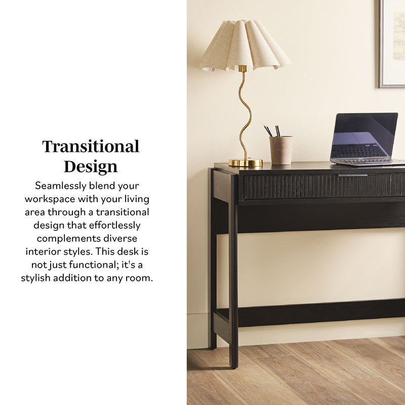 Transitional Reeded Writing Desk With Drawer