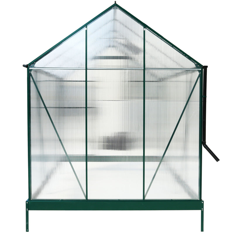 Polycarbonate Greenhouse, Heavy Duty Outdoor Aluminum Walk-In Green House Kit With Rain Gutter, Vent And Door For Backyard Garden