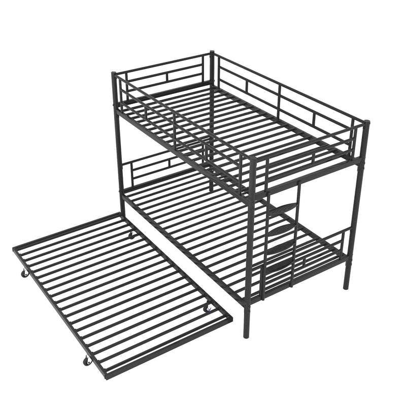 Bunk Bed Twin over Twin with Trundle Black,CPC Certified,No Box Spring Needed,Heavy Duty,Easy to assemble