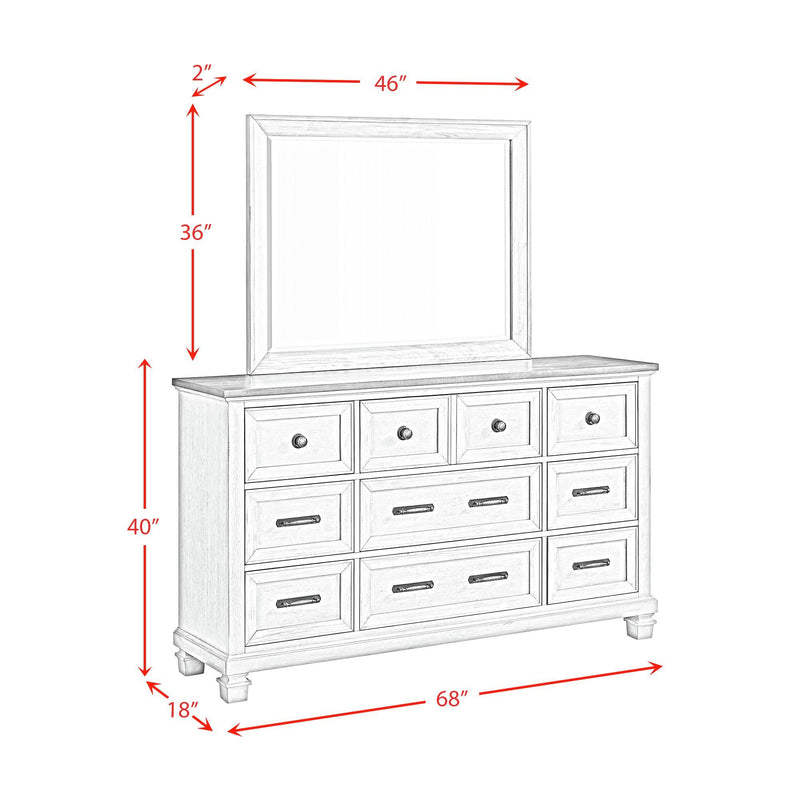 Farmington - Dresser And Mirror Set - Medium Brown / Washed Stone