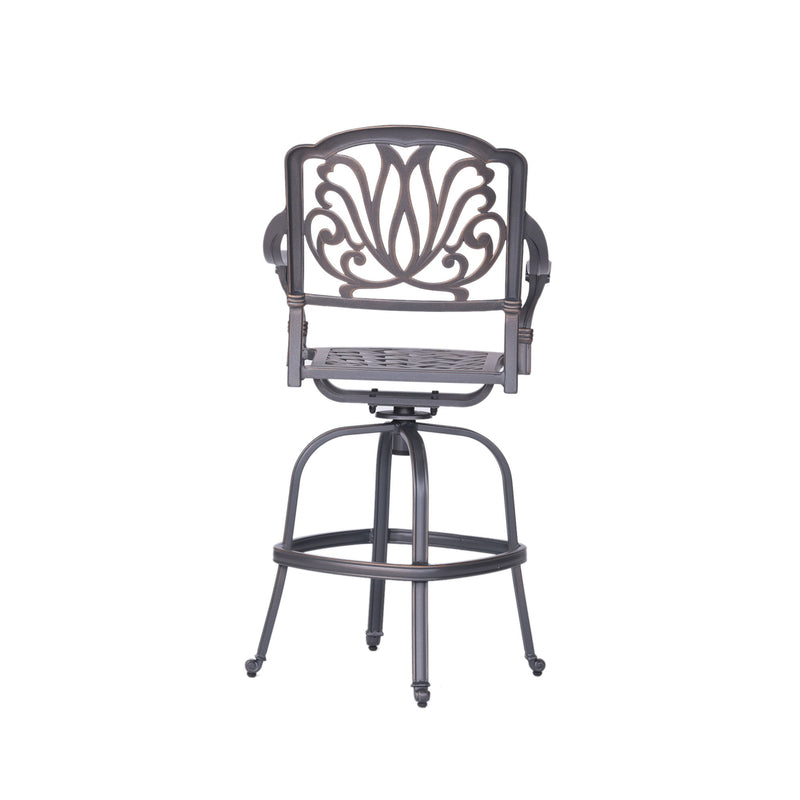 Patio Outdoor Aluminum Swivel Bar Stool With Cushion (Set of 2)