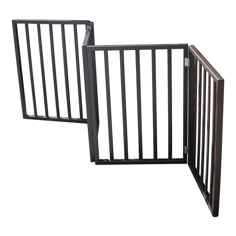 Pet Gate Dog Gate For Doorways, Stairs Or House Freestanding, Folding - Dark Brown