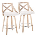 Charlotte - Farmhouse Fixed Height Counter Stool With Swivel And Round Footrest (Set of 2)