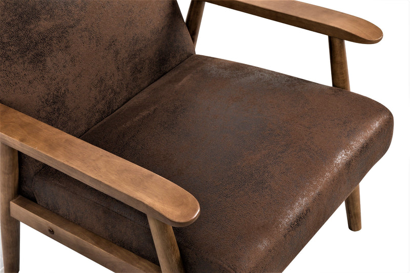 Wide Classic Mid-Century Modern Arm Chair - Brown