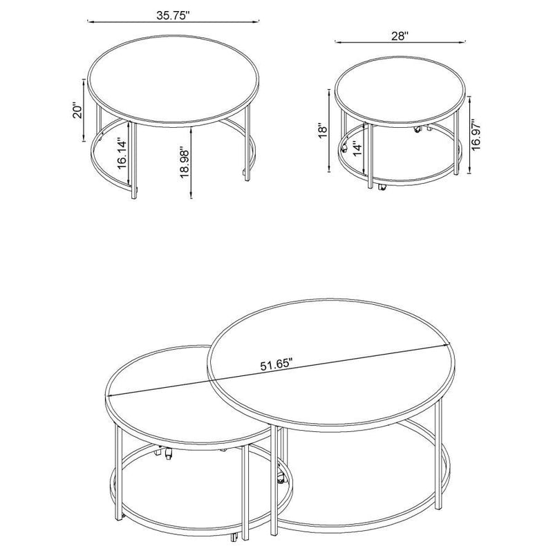 Lynn - 2 Piece Round Glass Top Nesting Coffee Table - Chrome