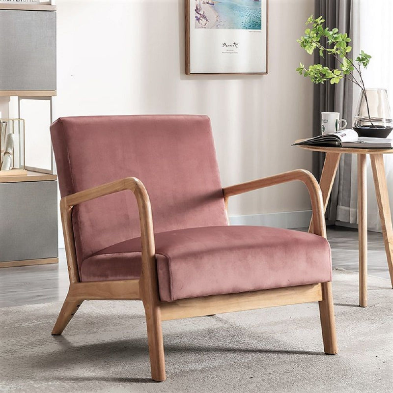 Classic Mid-Century Modern Accent Chairs, Open Framed Armchair With Cushioning