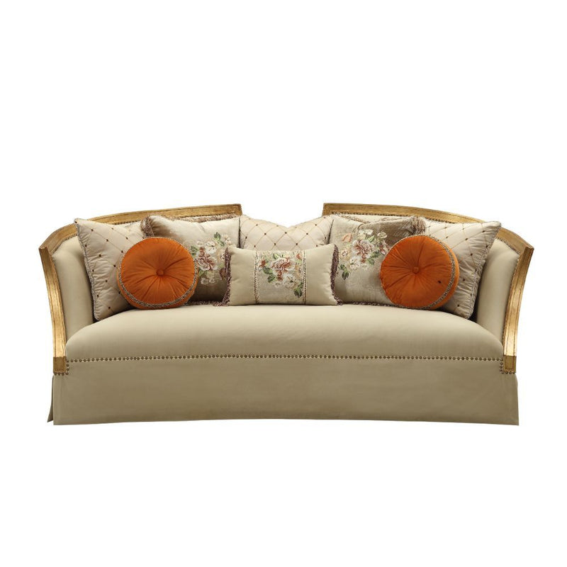 Daesha - Sofa - Tan Flannel & Antique Gold - Atlantic Fine Furniture Inc