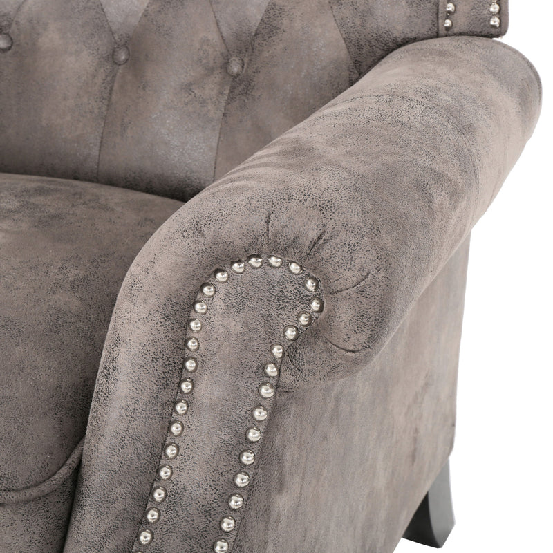 Accented Push Back Recliner Chair With Rolled Arms, Enjoy Cocooning Comfort