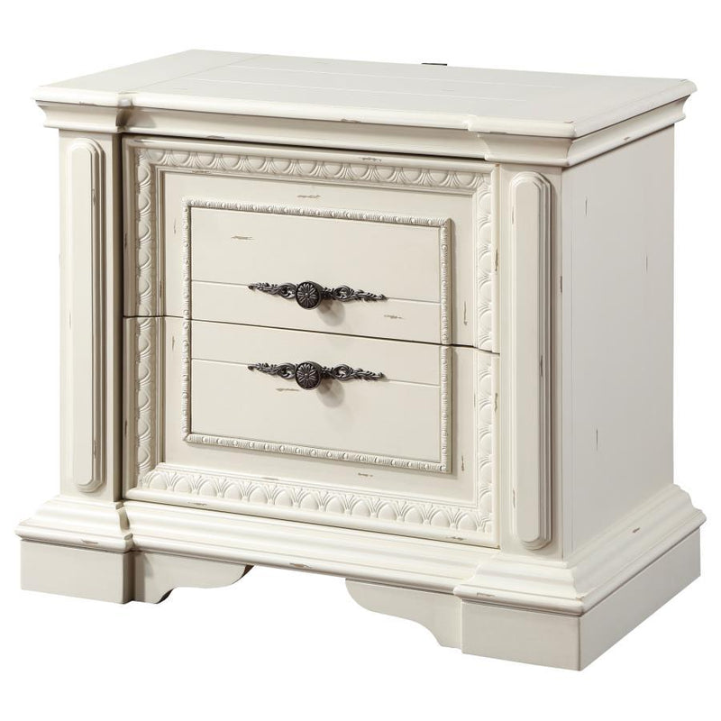 Evelyn - 2-Drawer Nightstand - Distressed White