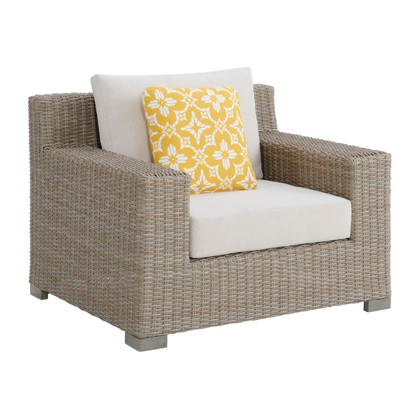 Ollie - Chair With 1 Yellow Pillow - Tan And Olefin White Cream