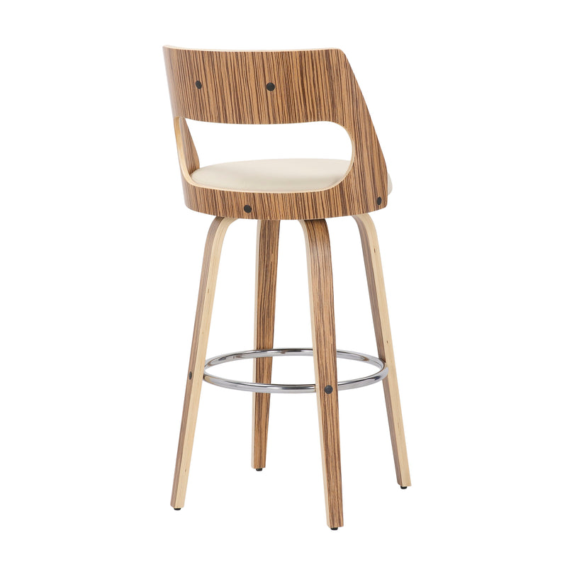 Cecina - Mid-Century Modern Fixed Height Barstool With Swivel (Set of 2) - Zebra / Cream