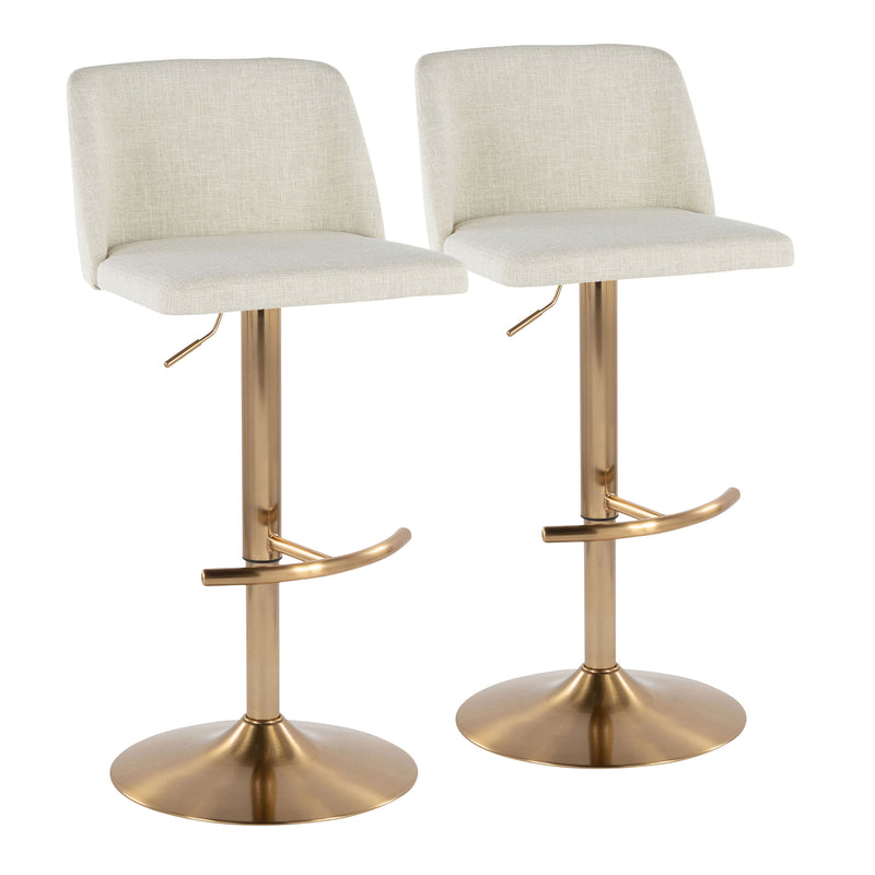 Toriano - Contemporary Adjustable Barstool Swivel With Rounded T Footrest (Set of 2)