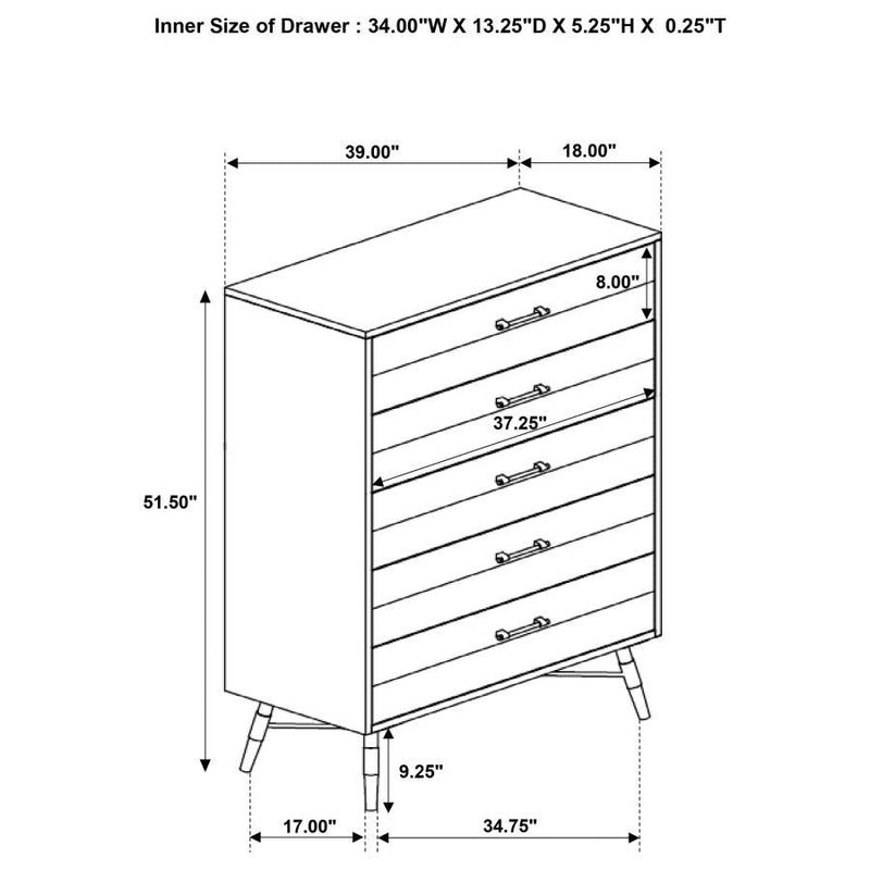 Marlow - 5-Drawer Bedroom Chest - Rough Sawn Multi