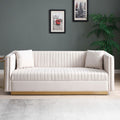 Contemporary Vertical Channel Tufted Sofa Modern Upholstered Couch For Living Room With 2 Pillows