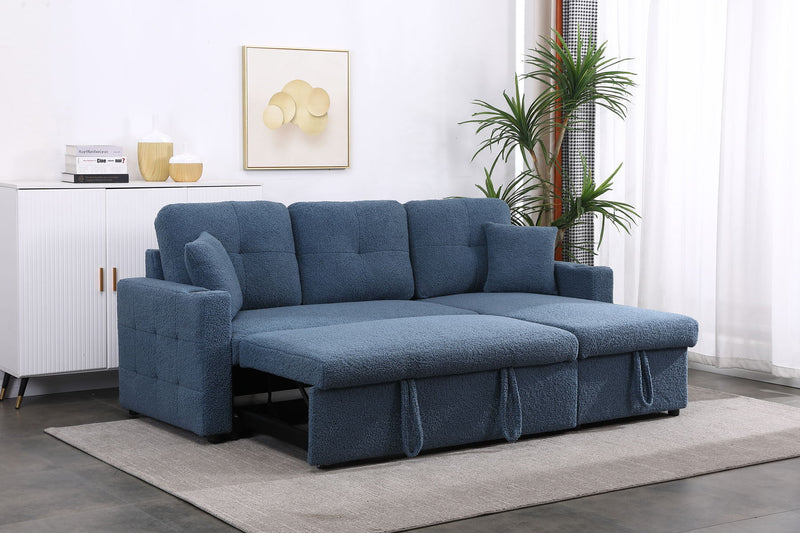 Lambswool - Pull Out Sleeper Sectional Sofa With Storage Chaise