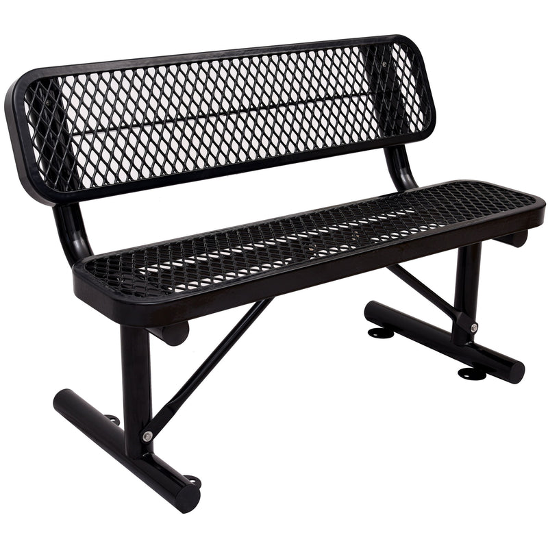 6' Outdoor Steel Bench With Backrest