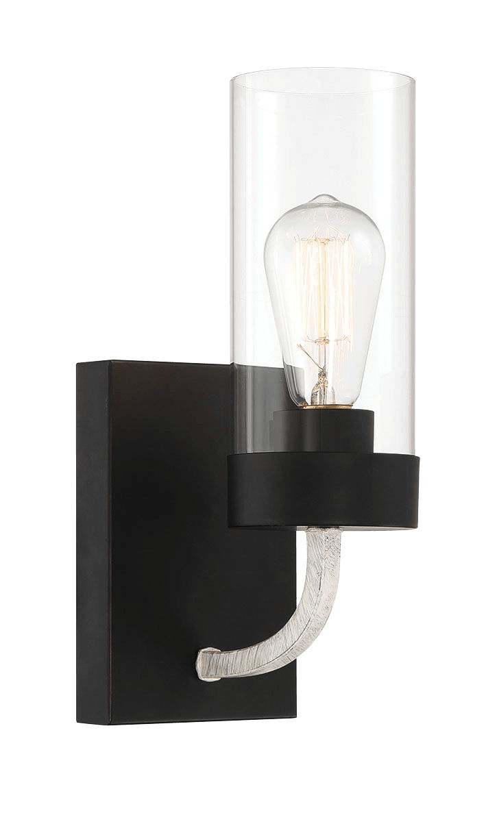 Zephyr - Single Light Sconce - Black / Clear