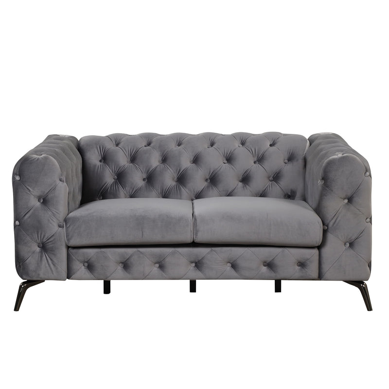 Velvet Upholstered Loveseat Sofa, Modern Loveseat Sofa With Button Tufted Back, 2 Person Loveseat Sofa Couch For Living Room, Bedroom, Or Small Space