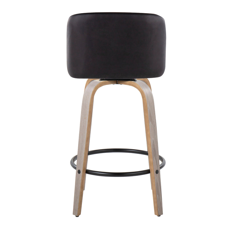 Toriano - Contemporary Fixed Height Counter Stool With Swivel & Round Footrest (Set of 2)