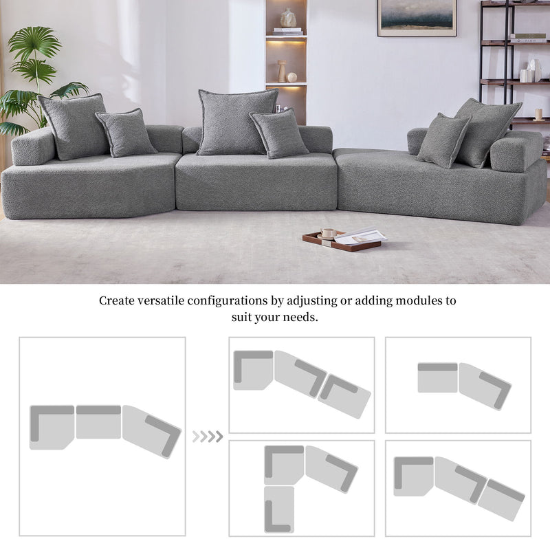 Oversized Modular Sectional Sofa, Luxury Boucle Floor Couch Set, Convertible Sleeper Couch, Spacious Foam-Filled Sofa Bed For Living Room