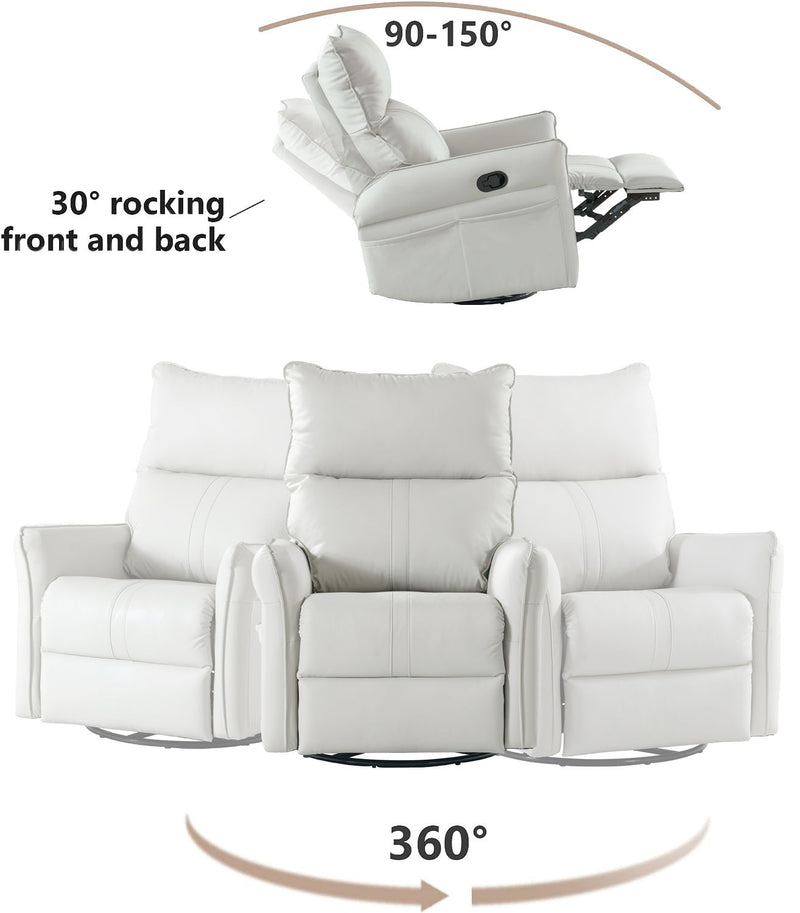 Rocking Recliner Chair, 360 Degree Swivel Nursery Rocking Chair, Glider Chair, Modern Small Rocking Swivel Recliner Chair For Bedroom, Living Room Chair Home Theater Seat, Phone Holder