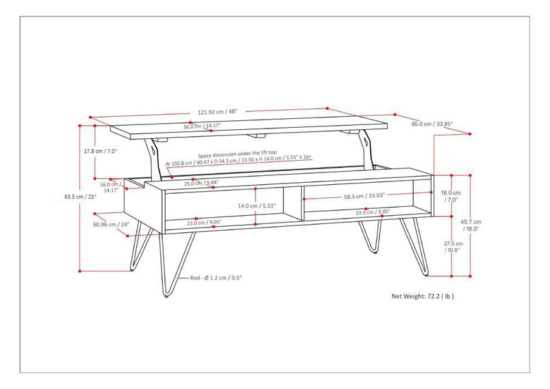 Hunter - Handcrafted Lift Top Coffee Table