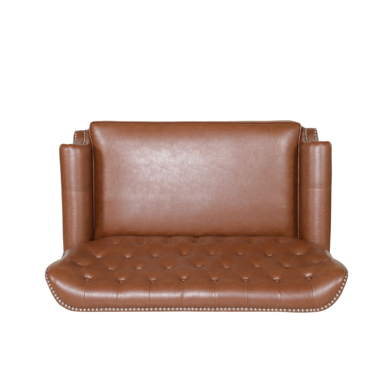 Oversize Faux Leather Recliner Chair - Light Brown