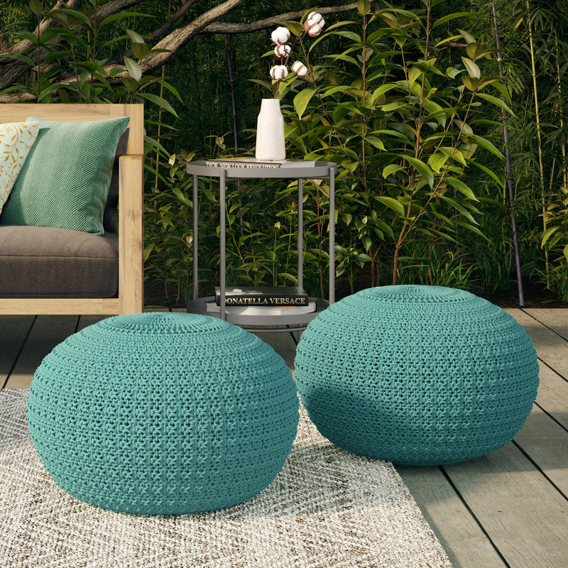 Sonata - Handcrafted Round Knitted Outdoor / Indoor Pouf