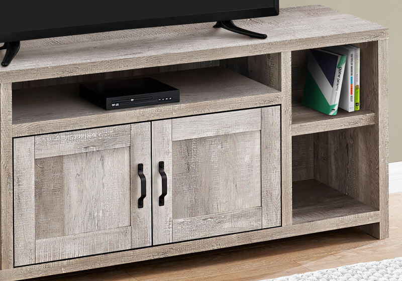 TV Stand, Console, Media Entertainment Center, Storage, Elegant Design, Transitional - Taupe