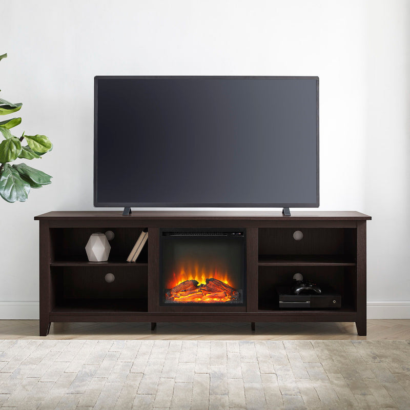 Modern Transitional 3 Shelf Open Storage 70" TV Stand For 80" TVs