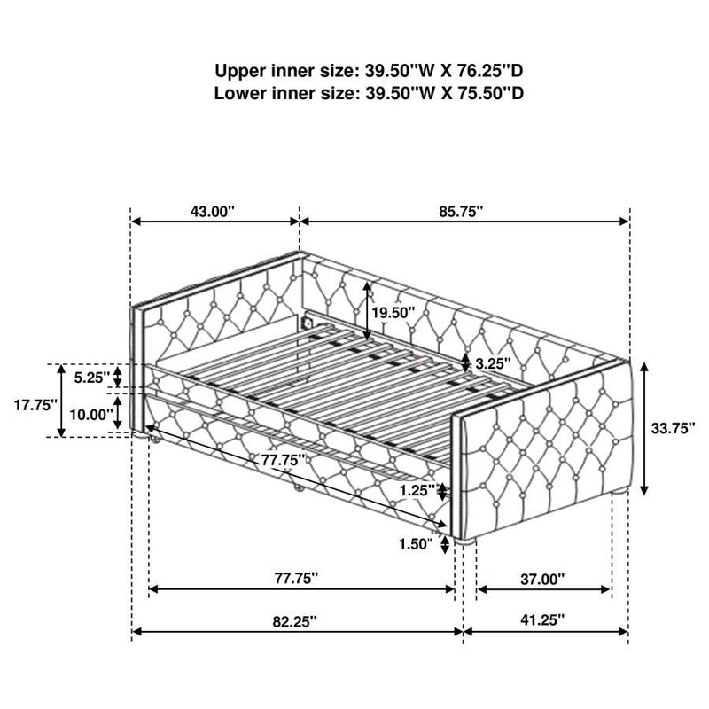 Mockern - Upholstered Twin Daybed With Trundle - Gray