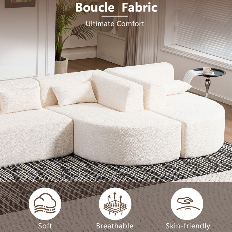 Upholstered Sofa Free Combined Sofa Couch With Two Chaise Lounge And Five Back Pillows For Living Room