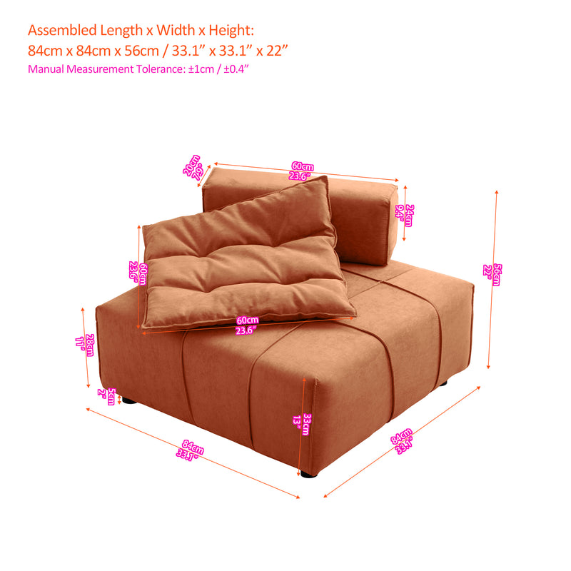 [VIDEO provided]Modular Sectional single sofa,Armless Chair with Removable Back Cushion -33.1"for living room