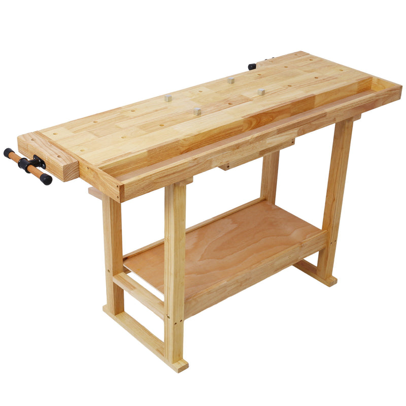 55" Wood Workbench For Garage Workshop And Home - Natural