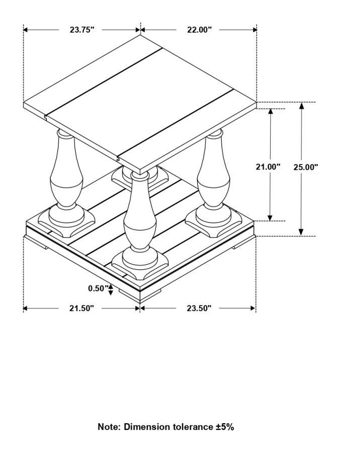 Walden - Rectangular Wood Side End Table - Coffee