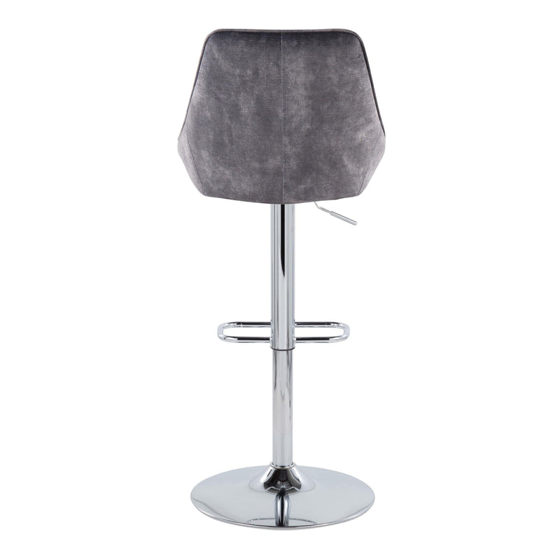 Diana - Contemporary Adjustable Barstool With Swivel With Rounded Rectangle Footrest (Set of 2) - Chrome / Gray