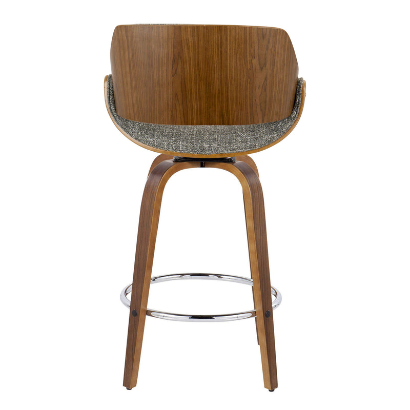 Fabrizzi - Mid Century Modern Fixed Height Counter Stool With Swivel With Round Footrest (Set of 2)