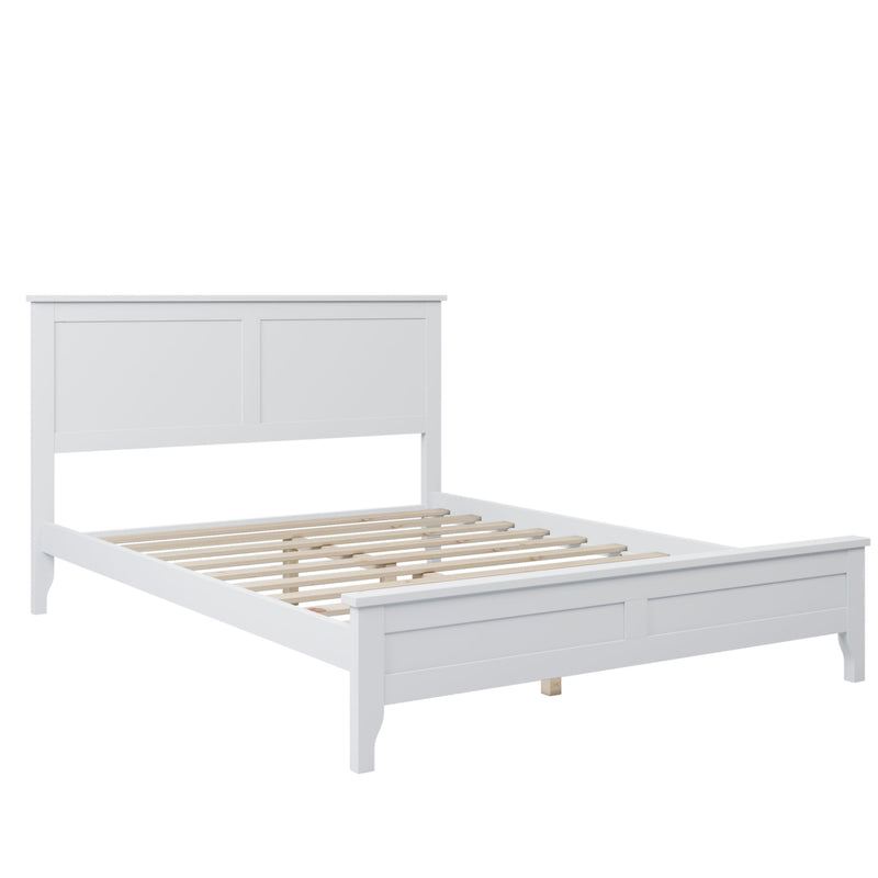 Full Modern Solid Wood Platform Bed - White