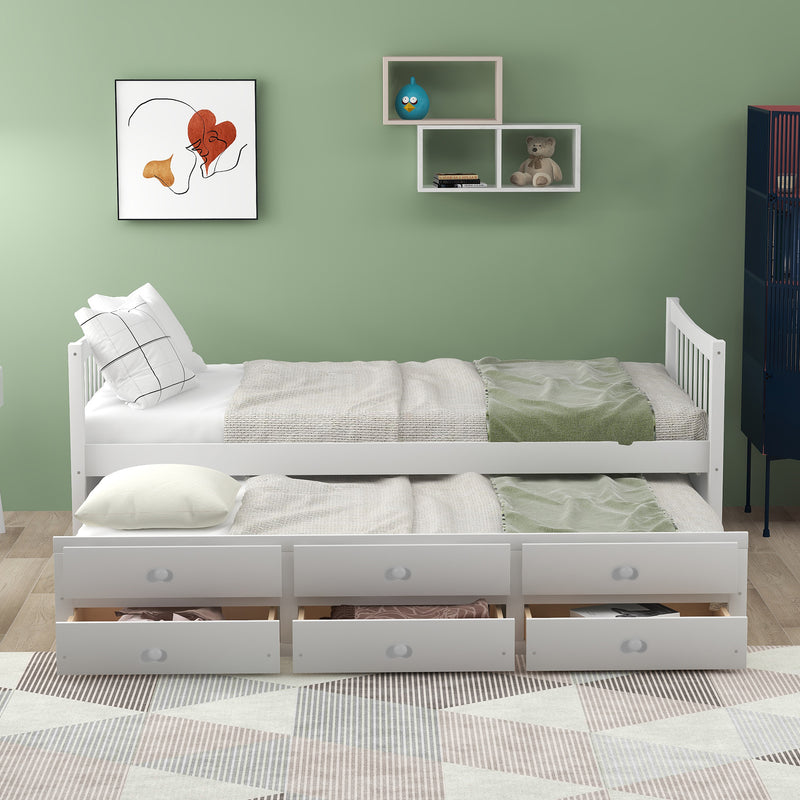 Daybed with Trundle and Drawers, Twin Size, White(OLD SKU: LP0000141KAA)