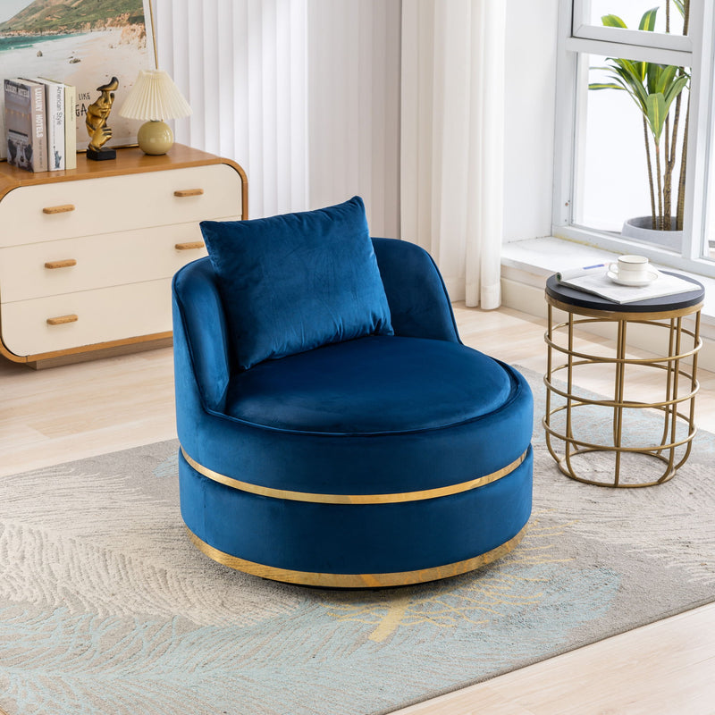 360° Swivel Accent Chair Velvet Modern Upholstered Barrel Chair Over-Sized Soft Chair With Seat Cushion For Living Room