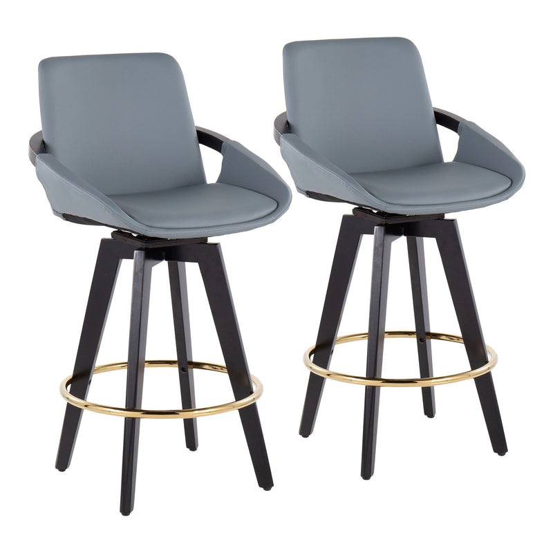 Cosmo - Contemporary Fixed Height Counter Stool With Swivel With Round Footrest (Set of 2)