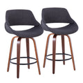 Fabrico - Mid Century Modern Fixed Height Counter Stool & Round Footrest (Set of 2)