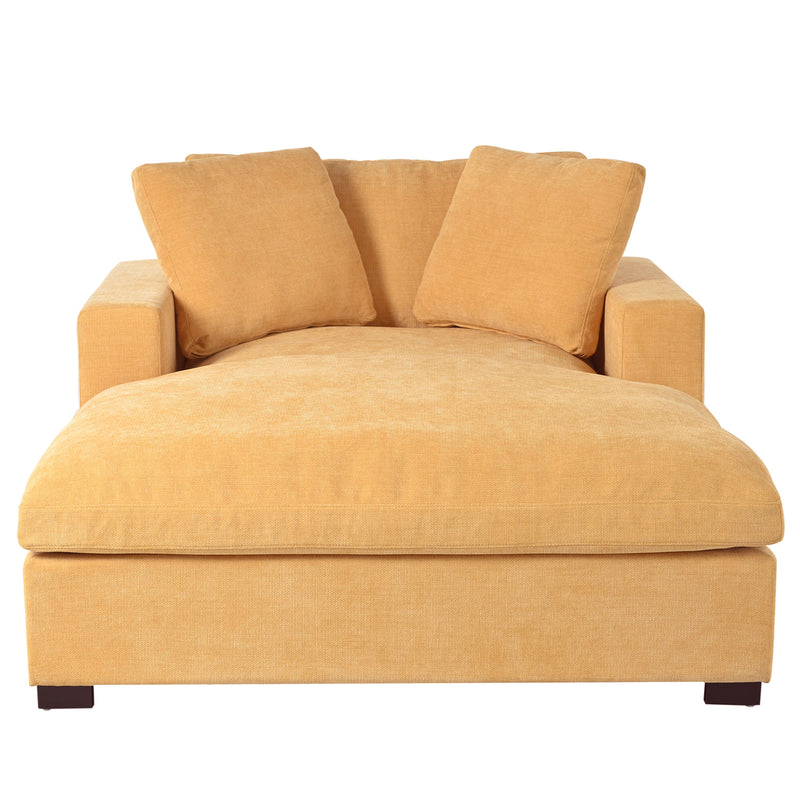 Oversized Chaise, Lounge Chair Classic Design, Soft Fabric, Durable Frame With Solid Wood Legs