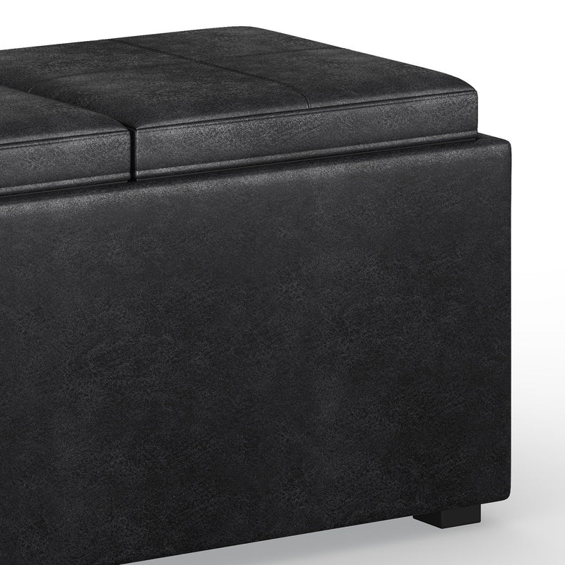 Avalon - 5 Piece Storage Ottoman - Distressed Black